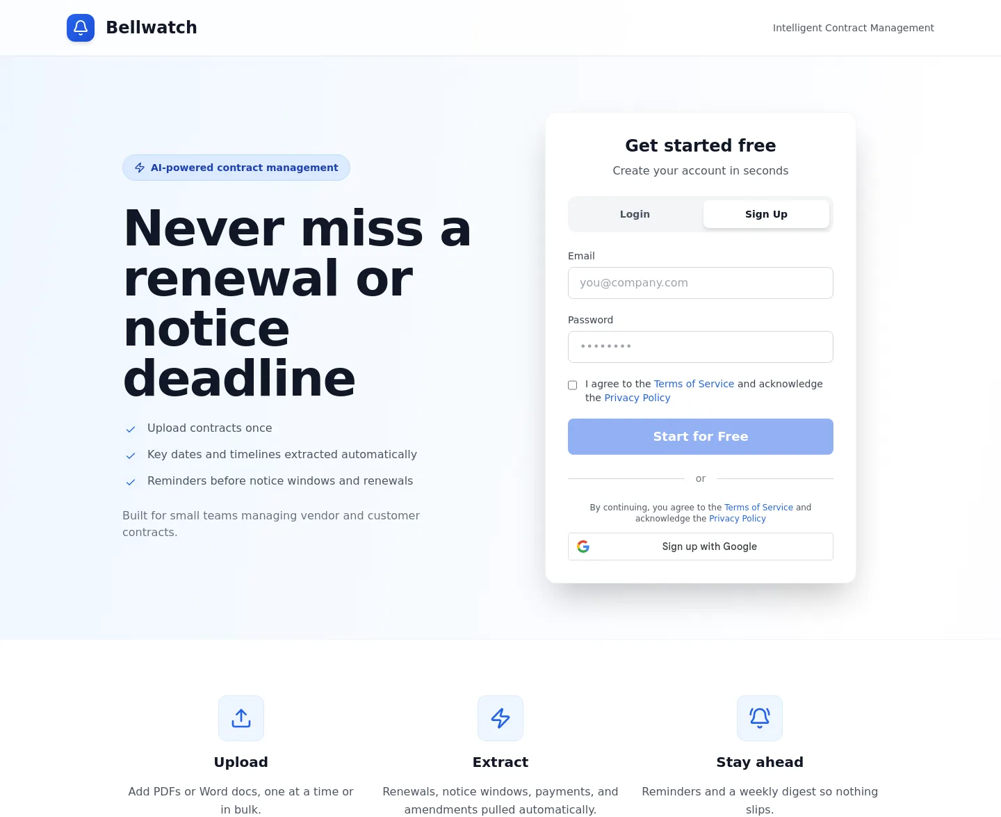 bellwatch.co — a measured funnel