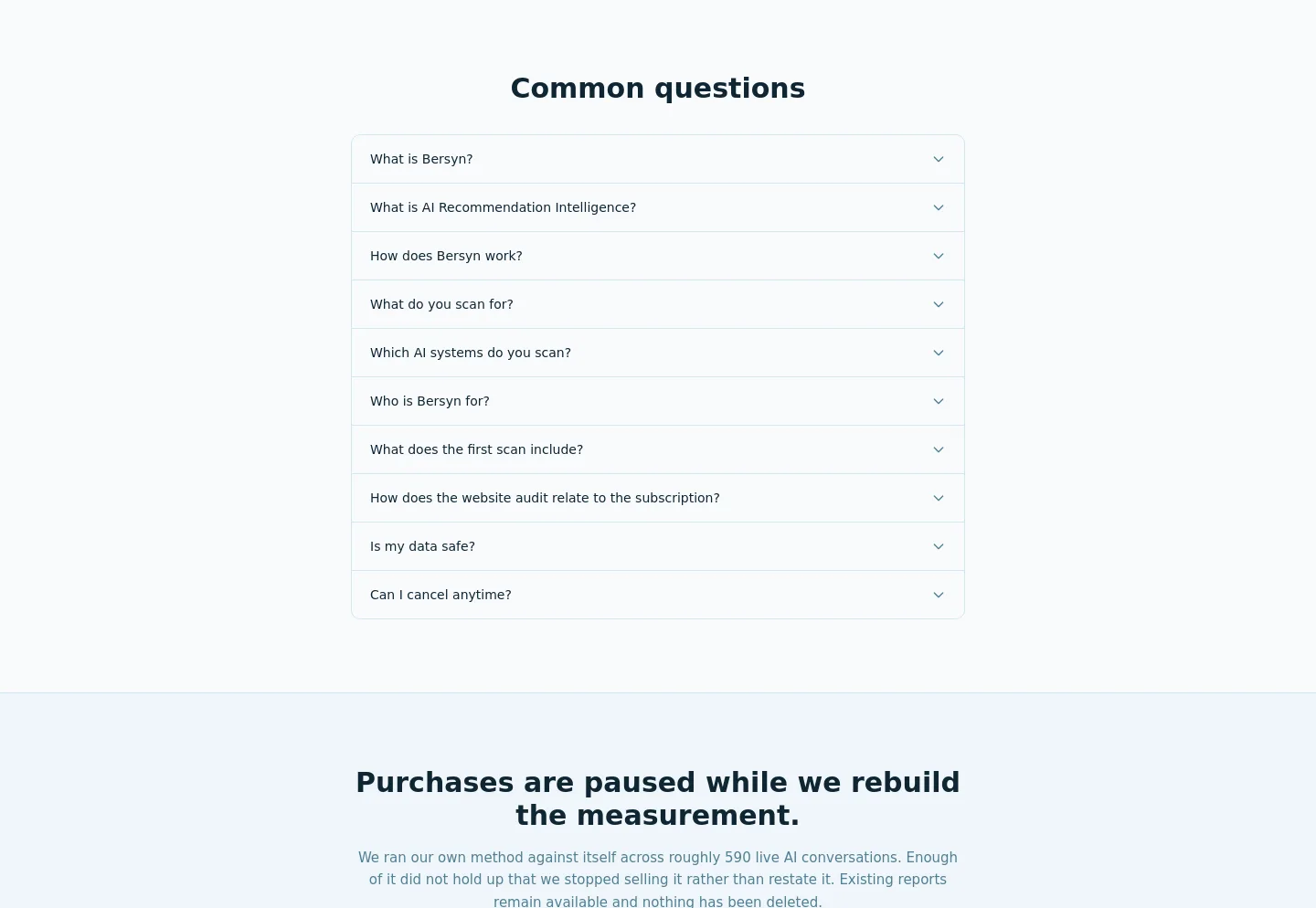 bersyn.com — a real FAQ section