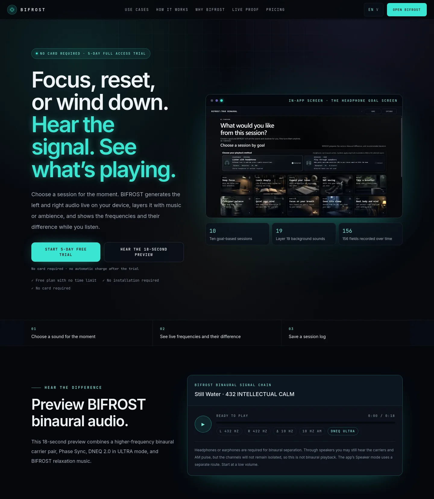 bifrostaudio.com Hero section