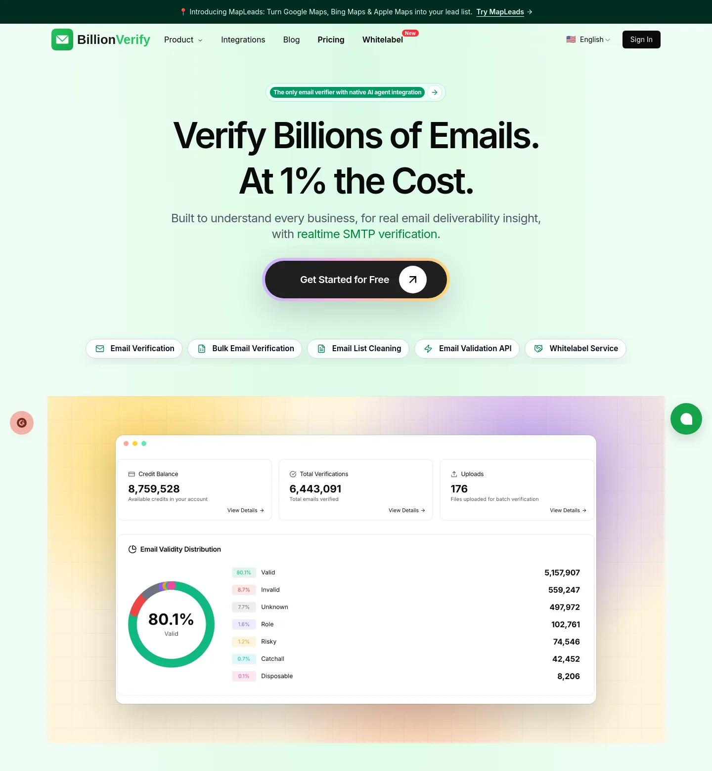 billionverify.com — a measured funnel