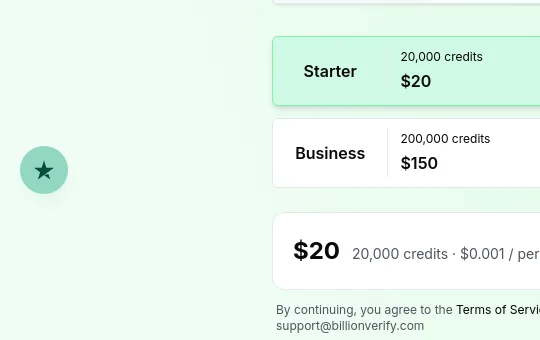 Rating element from billionverify.com
