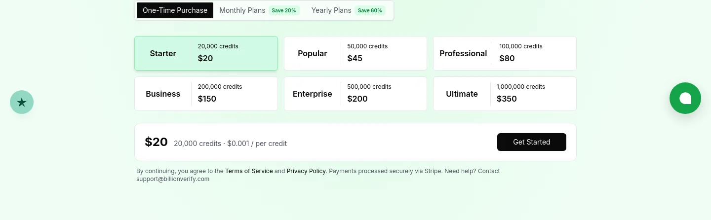 billionverify.com — Pricing
