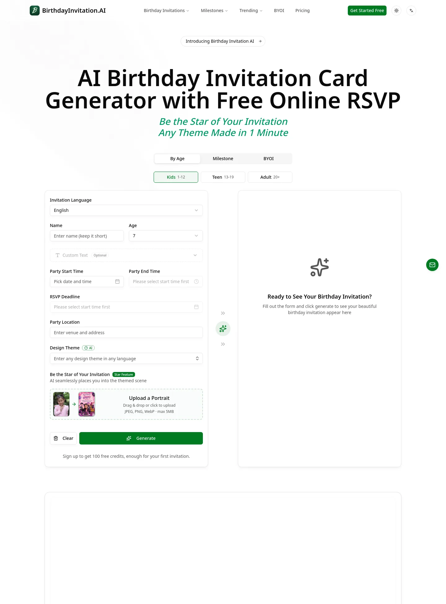 birthdayinvitation.ai — a measured funnel