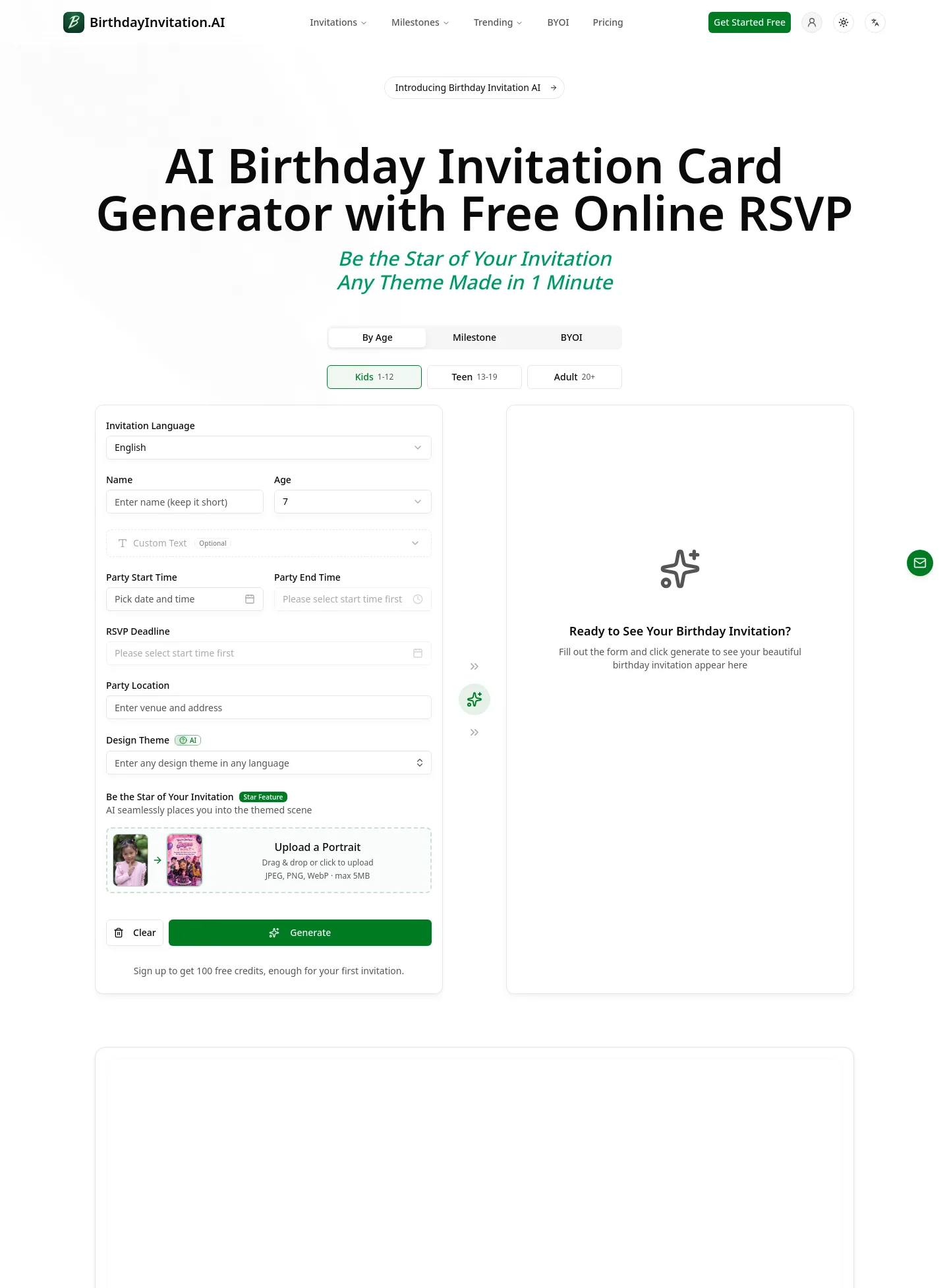 birthdayinvitation.ai — a measured funnel