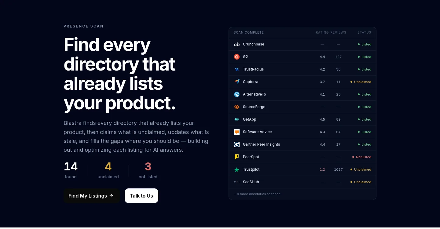 blastra.io Hero section