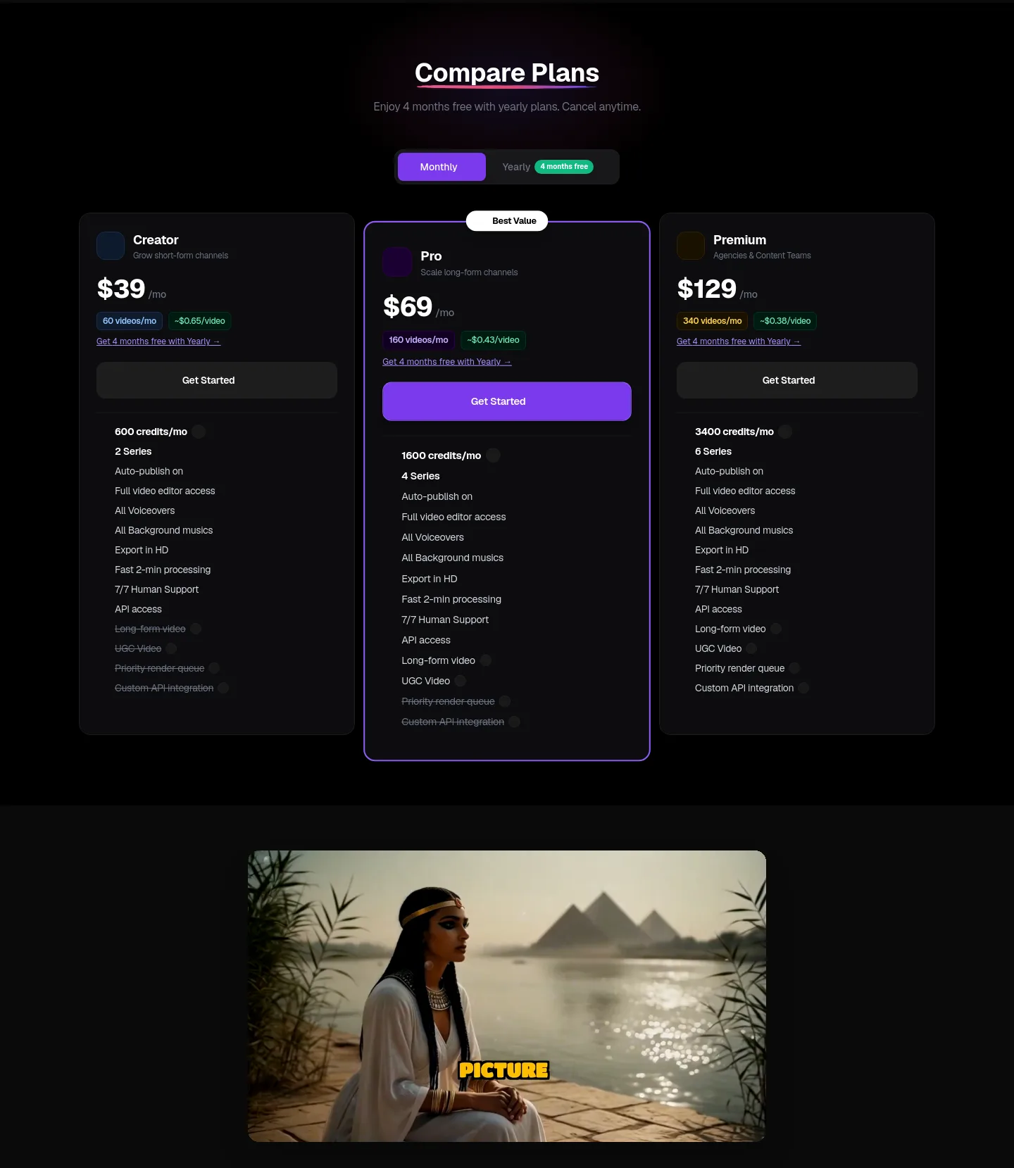 blipix.pro — a real Pricing section
