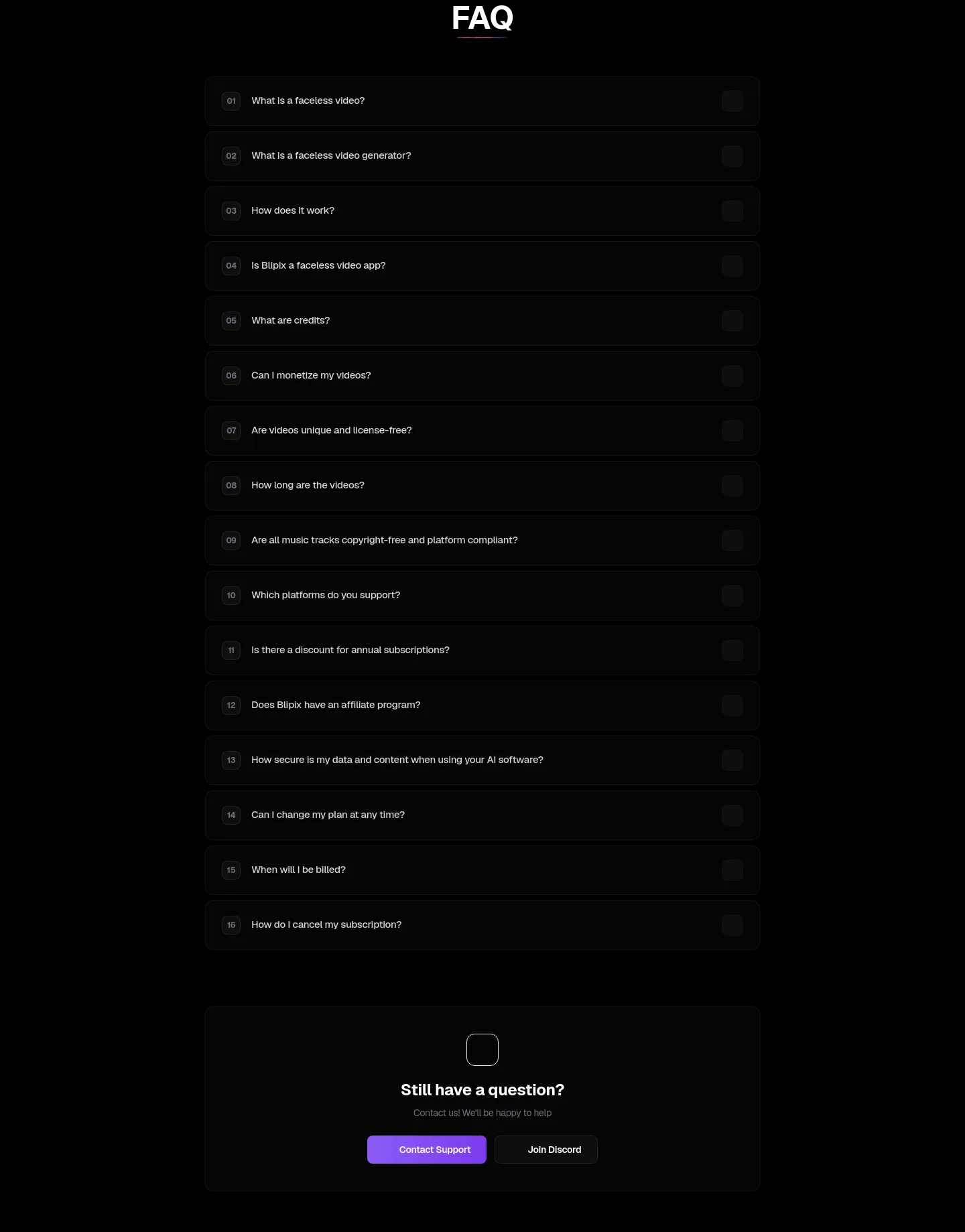 blipix.pro FAQ section