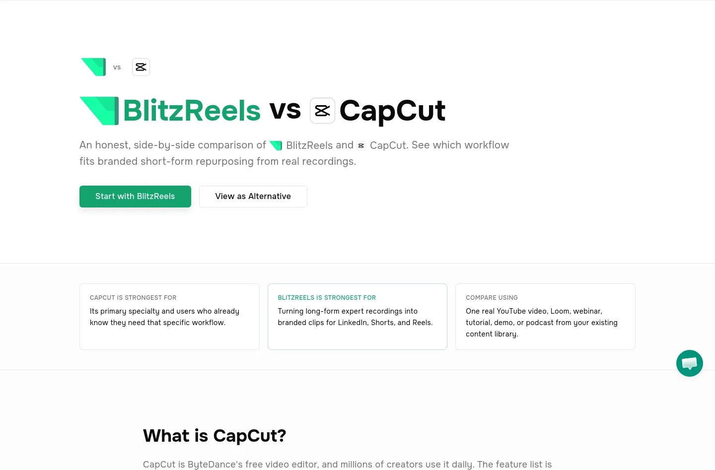 blitzreels.com — a real Hero section