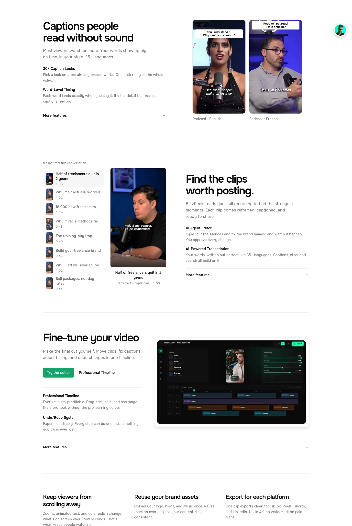 blitzreels.com — Features