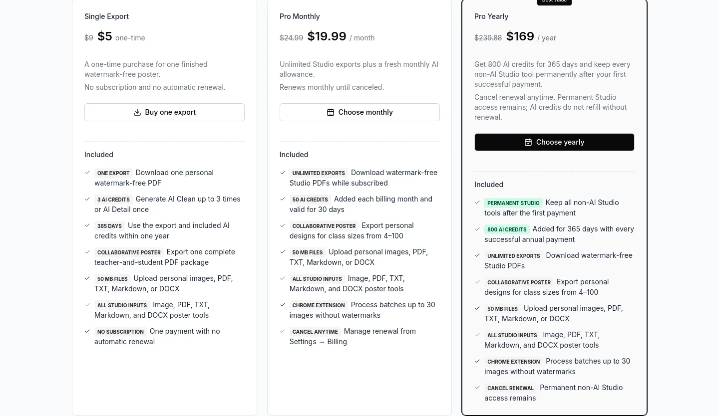 blockposter.pro — Pricing