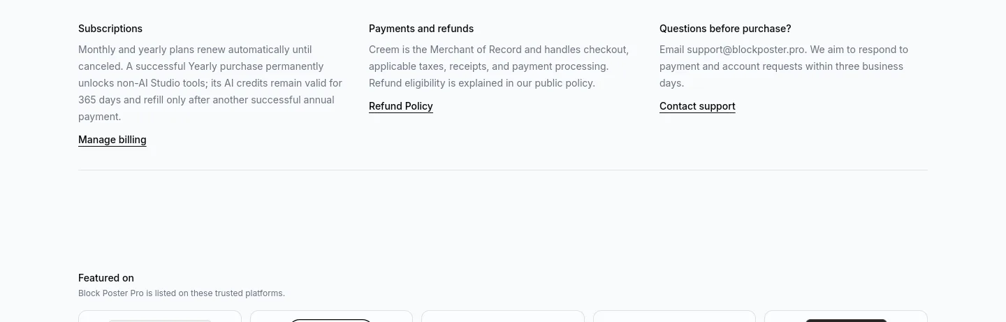 blockposter.pro — Features