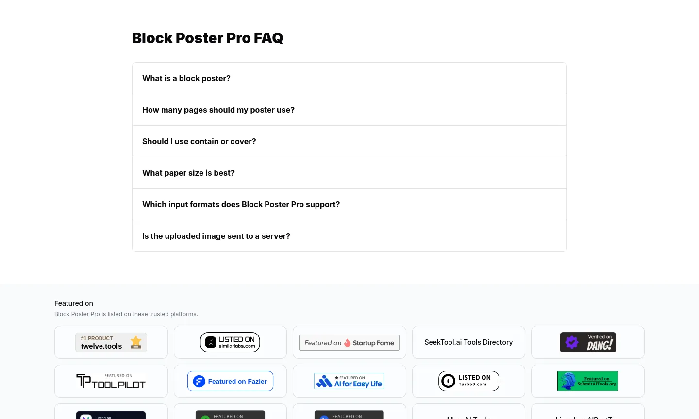 blockposter.pro FAQ section