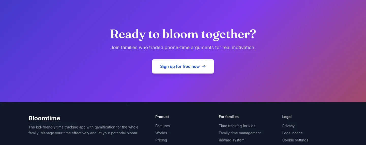 bloomtime.app CTA section