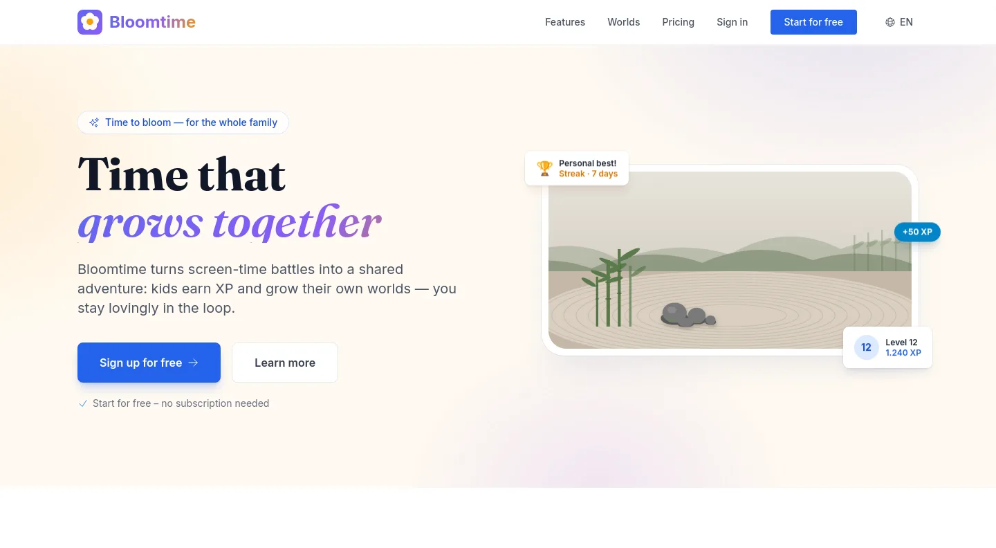 bloomtime.app — a measured funnel