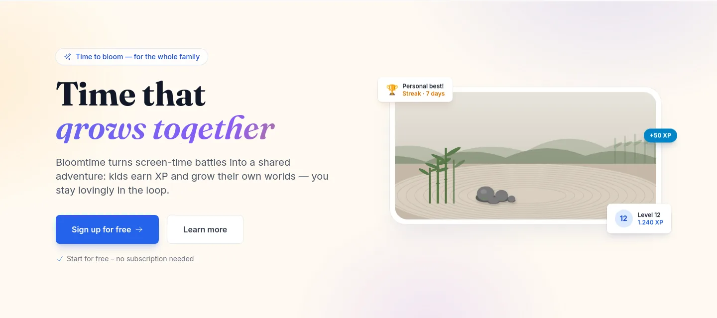 bloomtime.app — Hero