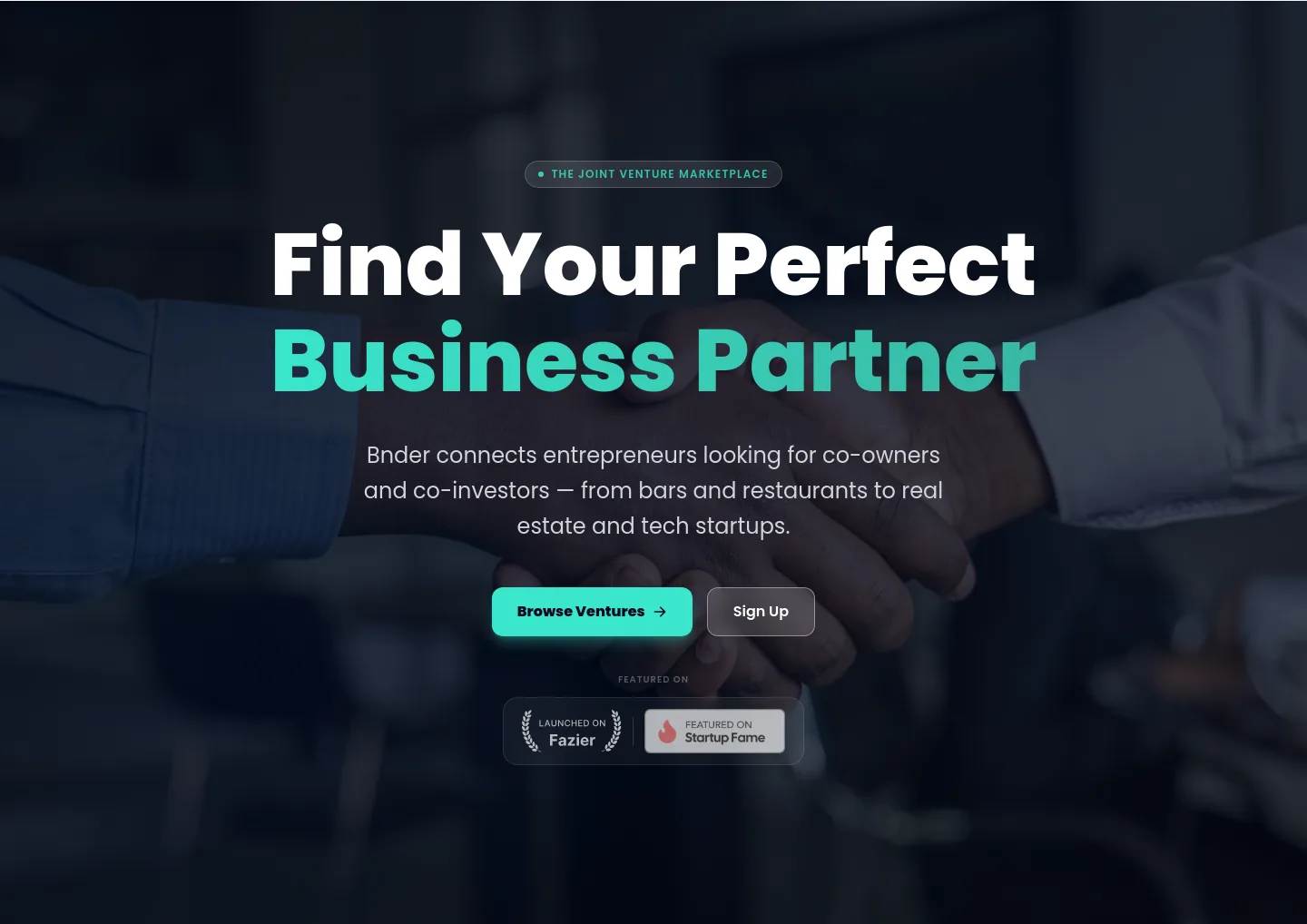 bnder.co Hero section