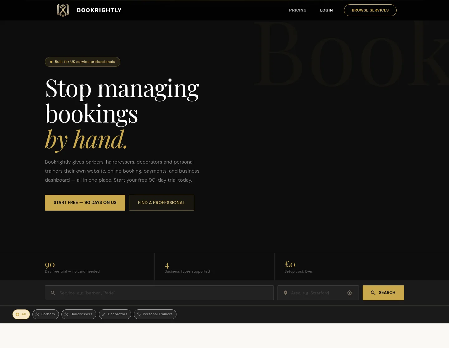bookrightly.co.uk Hero section