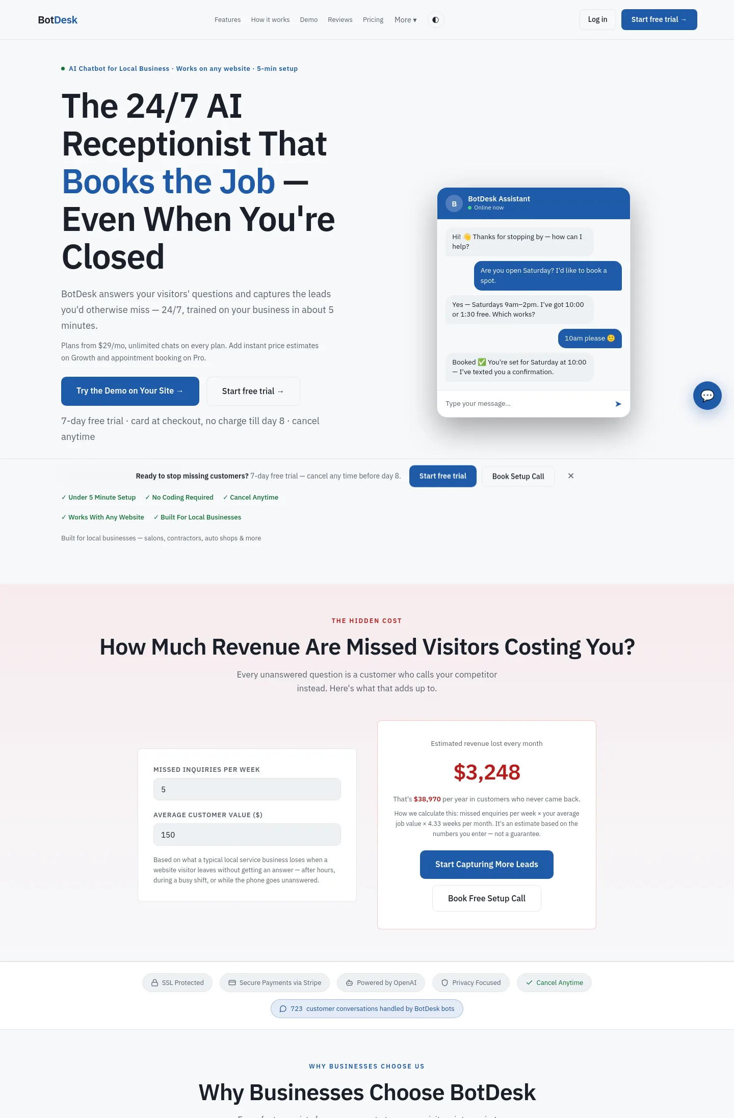 botdesk.studio — a measured funnel
