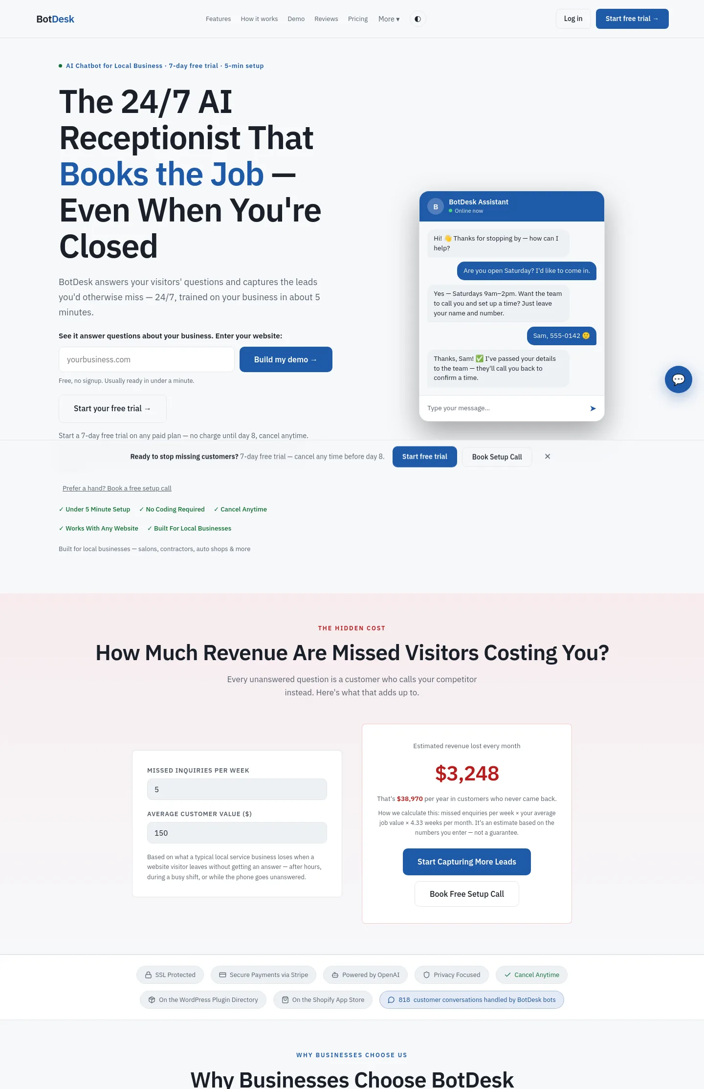 botdesk.studio — a measured funnel