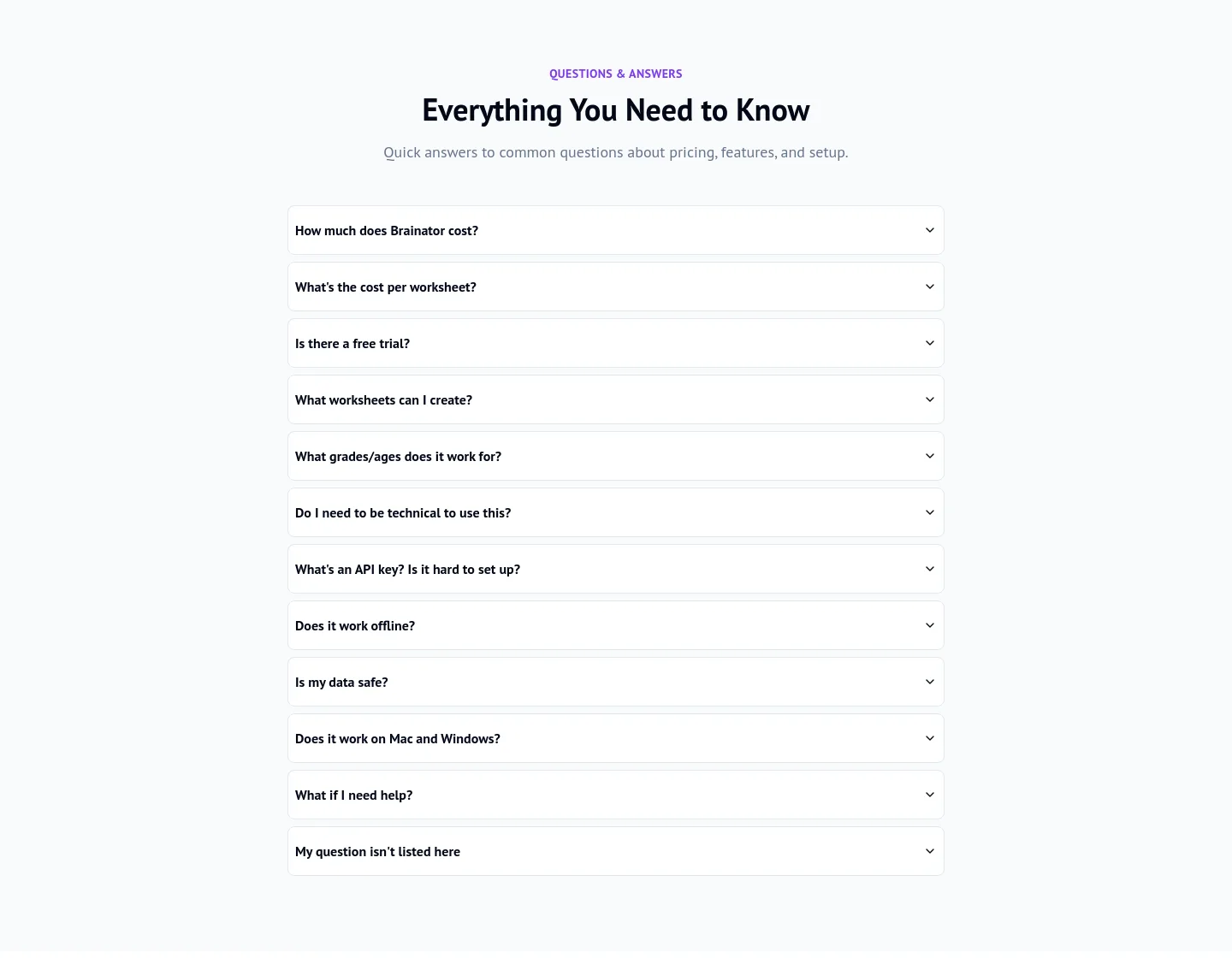 brainator.com FAQ section