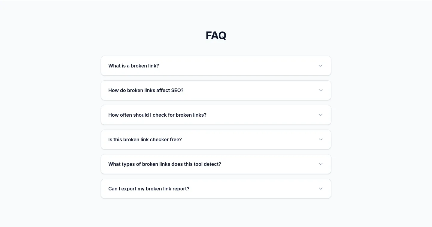 brokenlinkscan.com — a real FAQ section