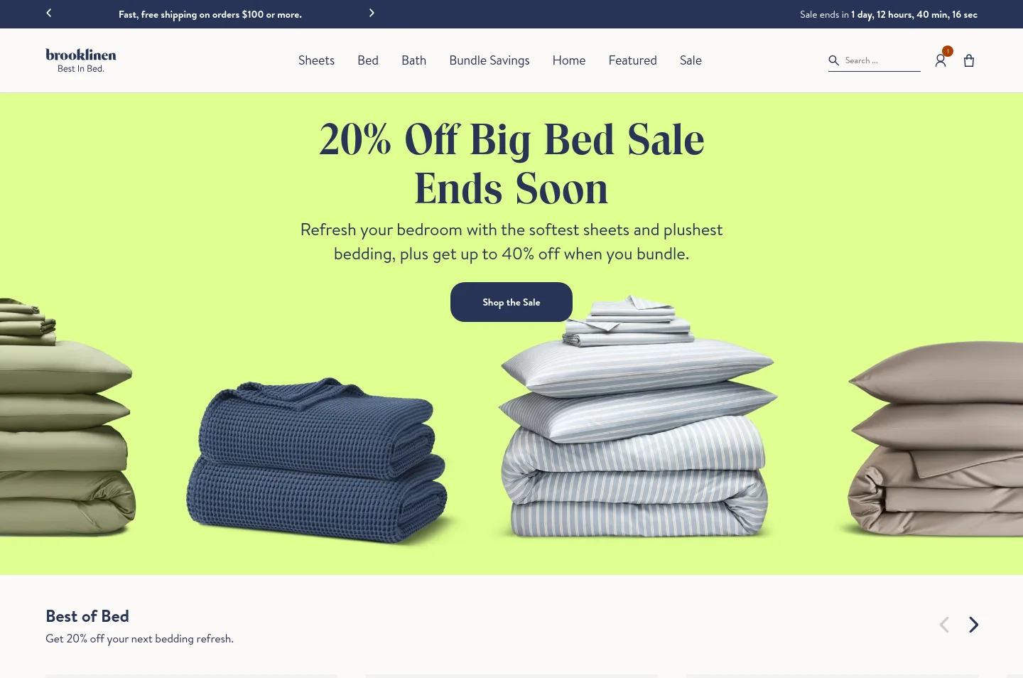 brooklinen.com — a measured funnel