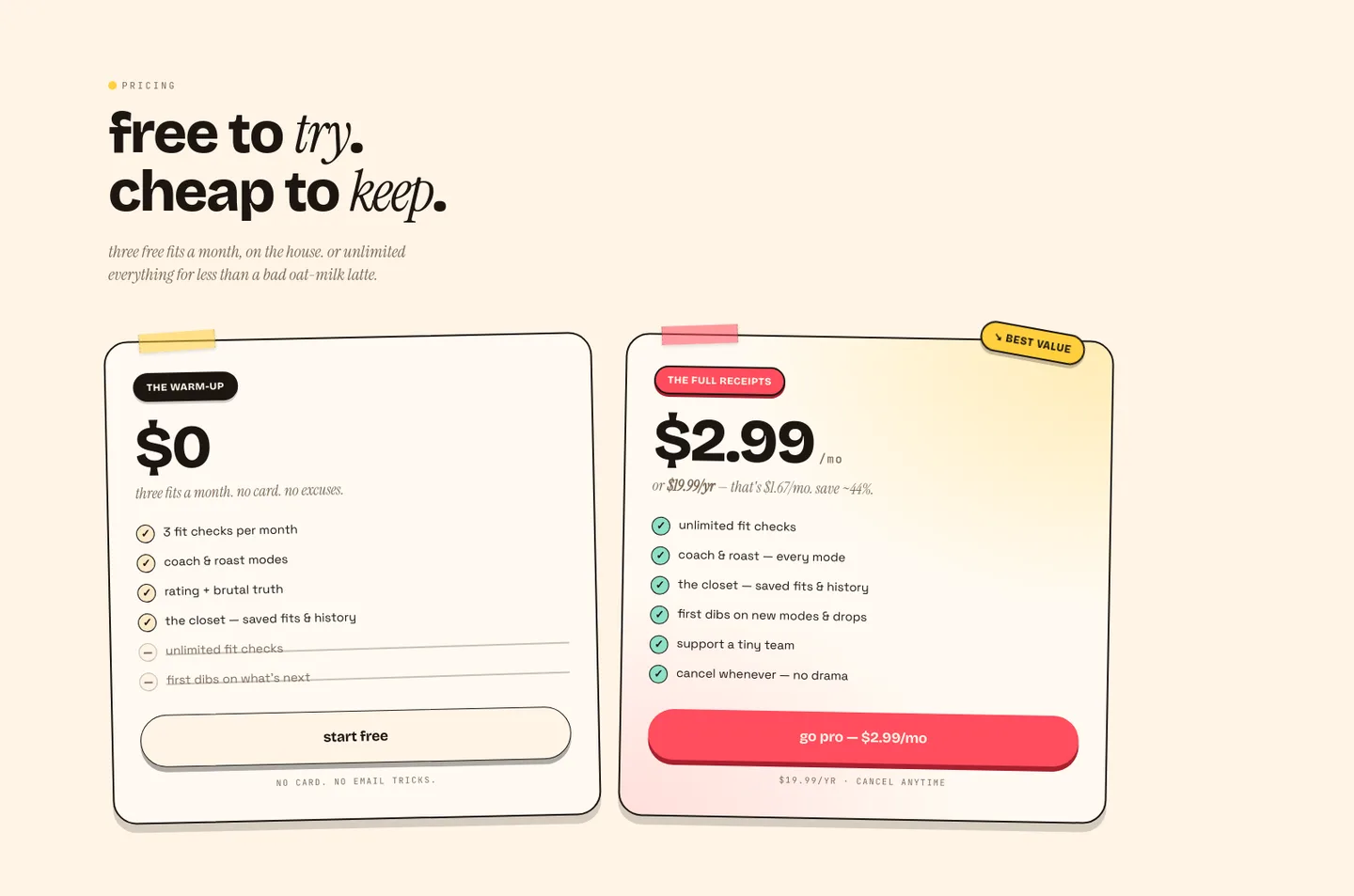brutalcoach.app — Pricing