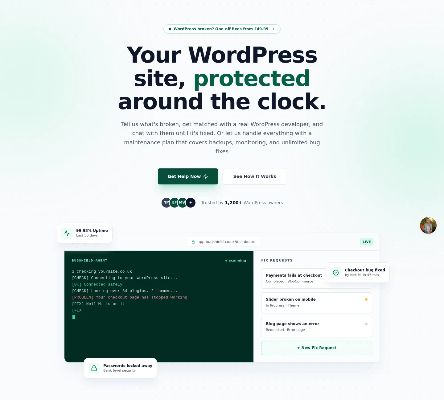 bugshield.co.uk — a real Hero section