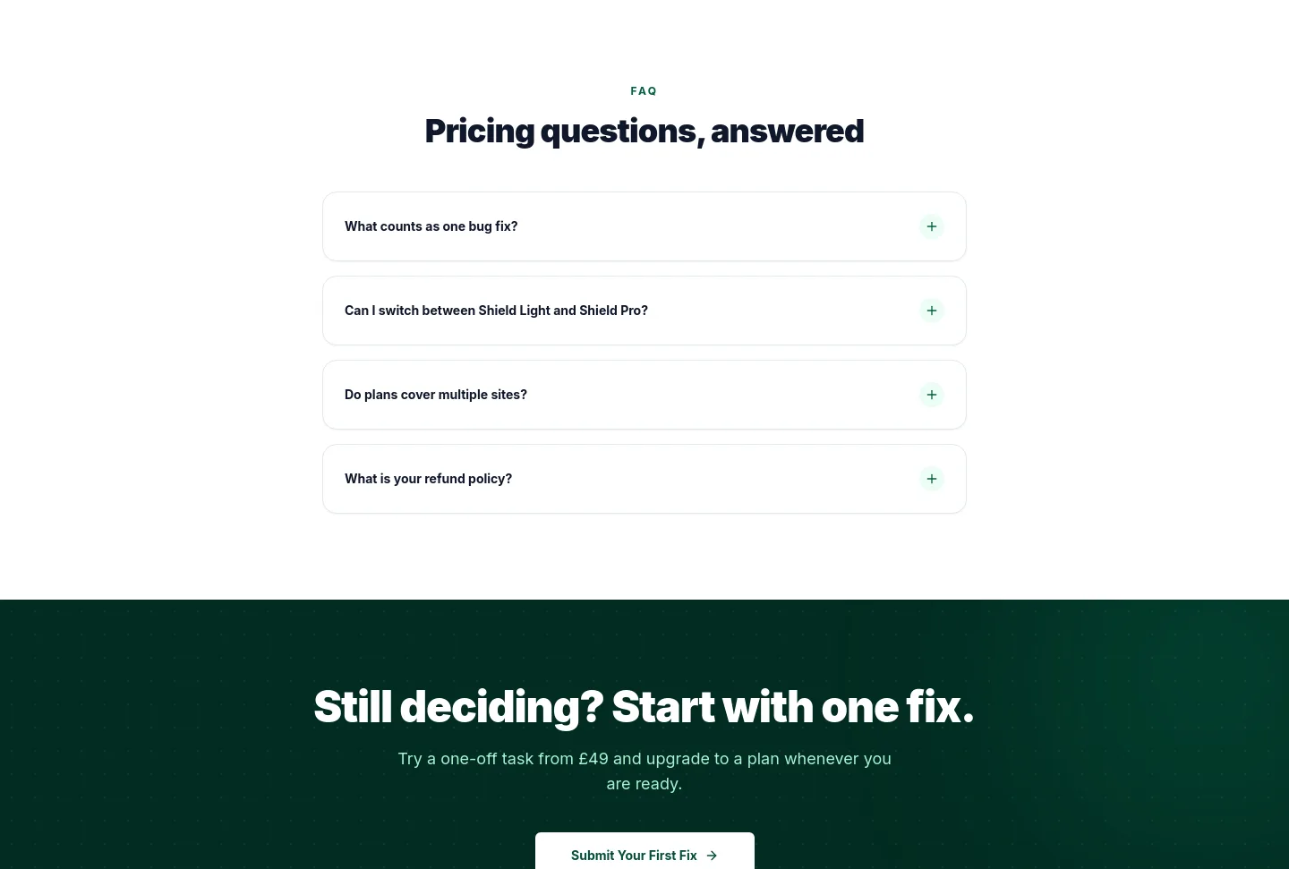 bugshield.co.uk FAQ section