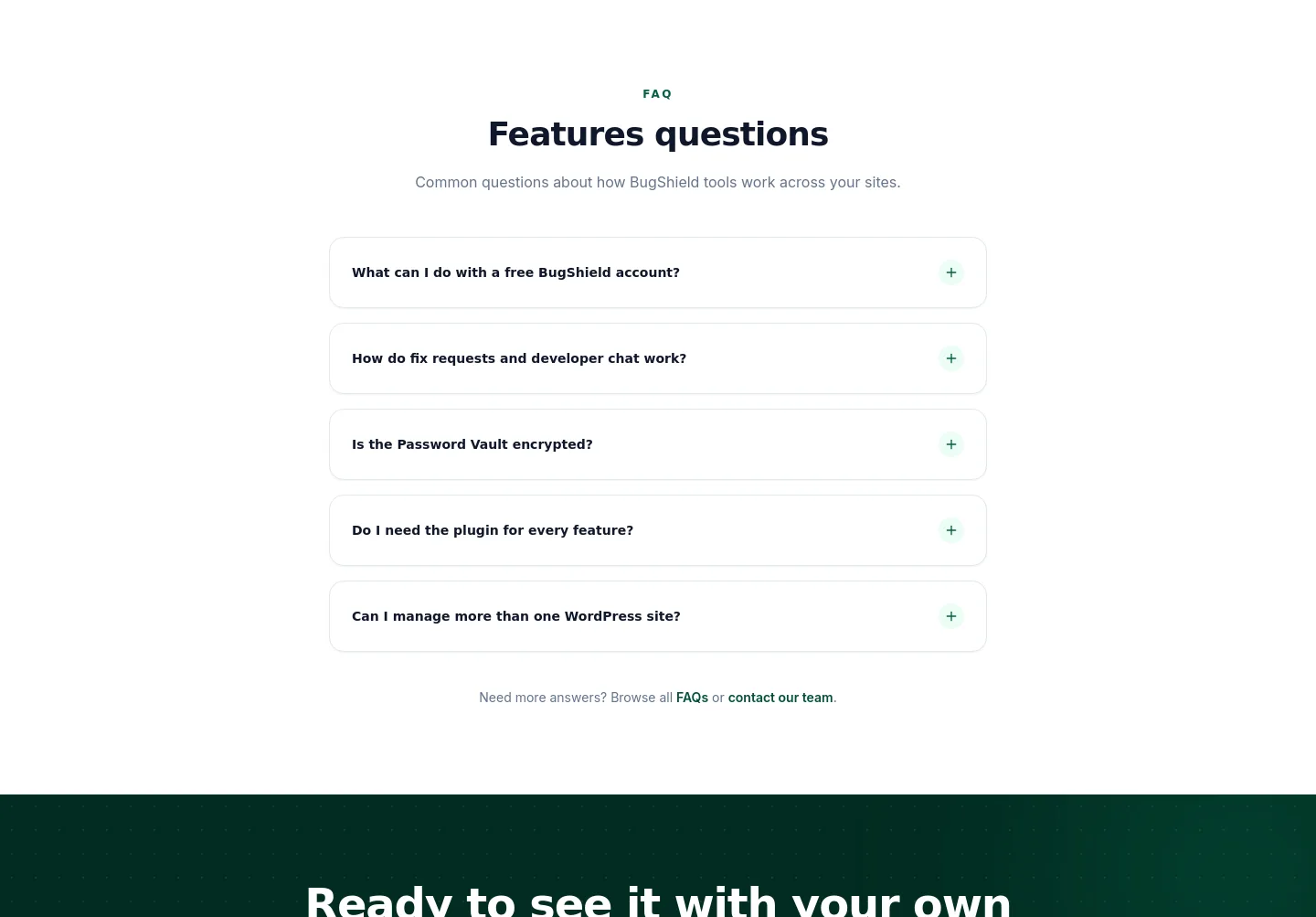 bugshield.co.uk FAQ section