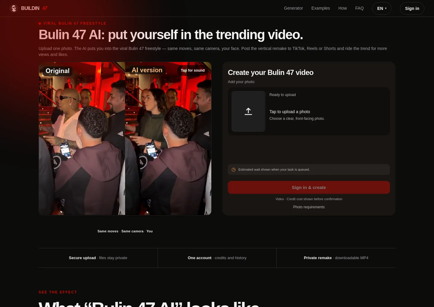bulin47video.ai — a measured funnel