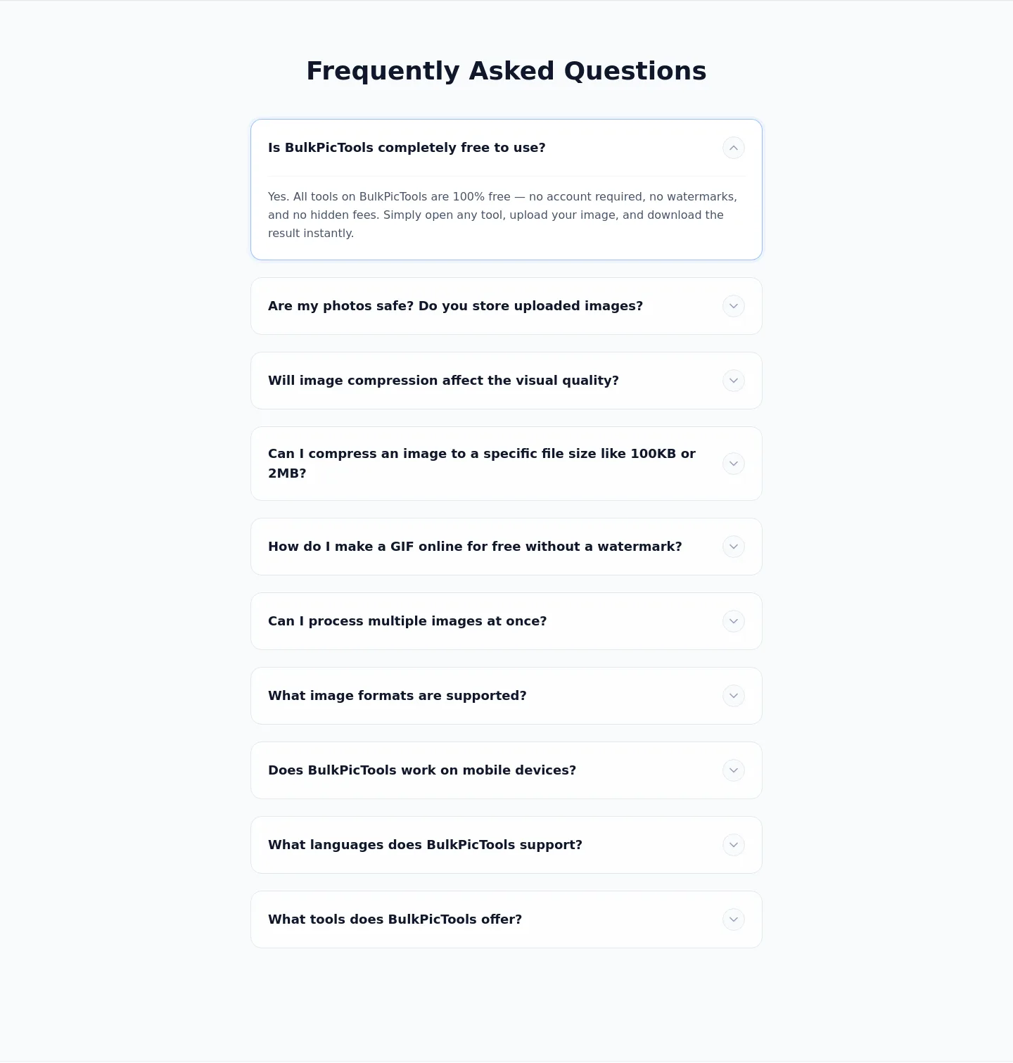 bulkpictools.com FAQ section