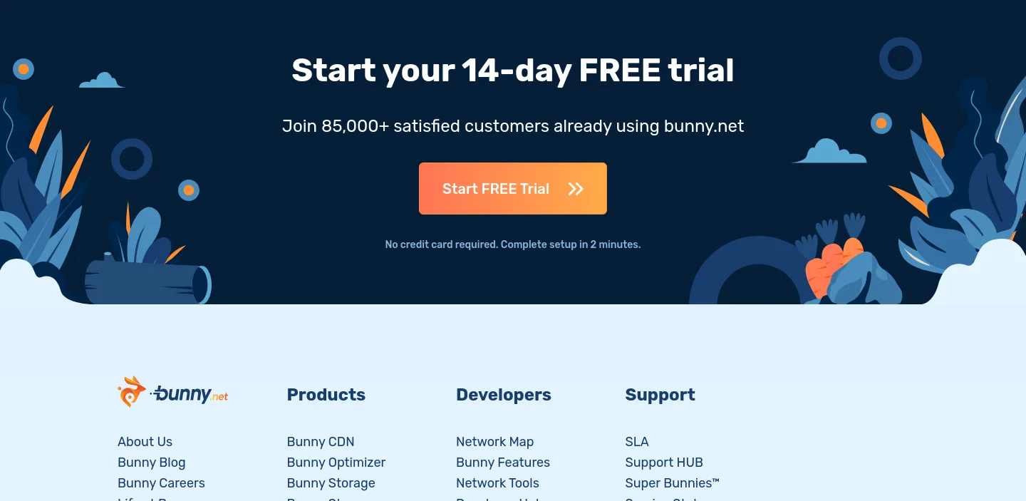 bunny.net — a real CTA section
