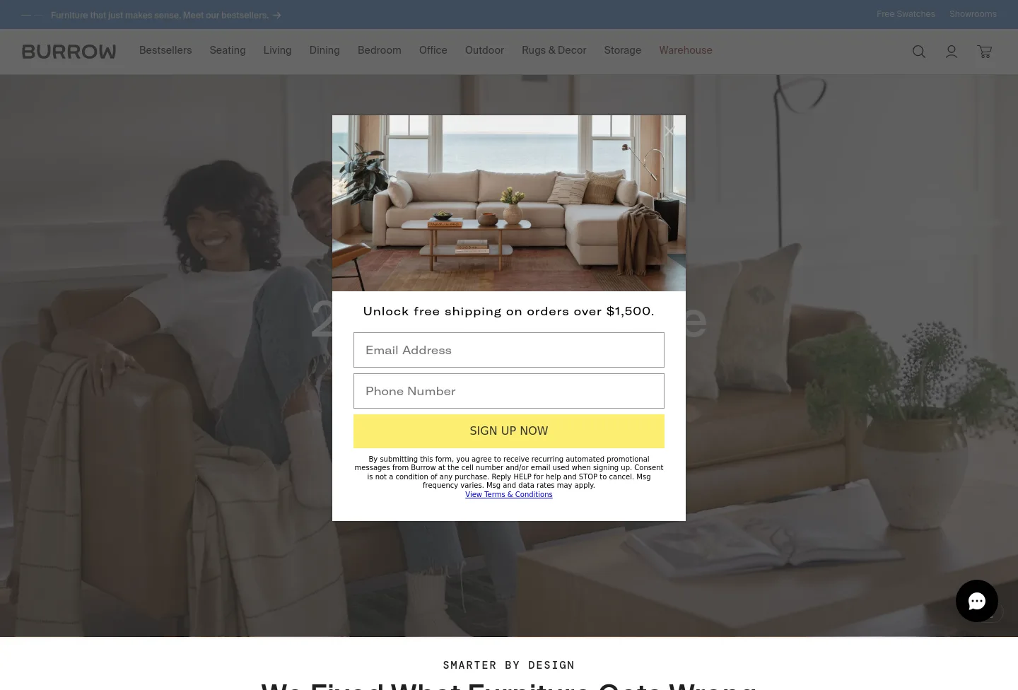 burrow.com — a measured funnel