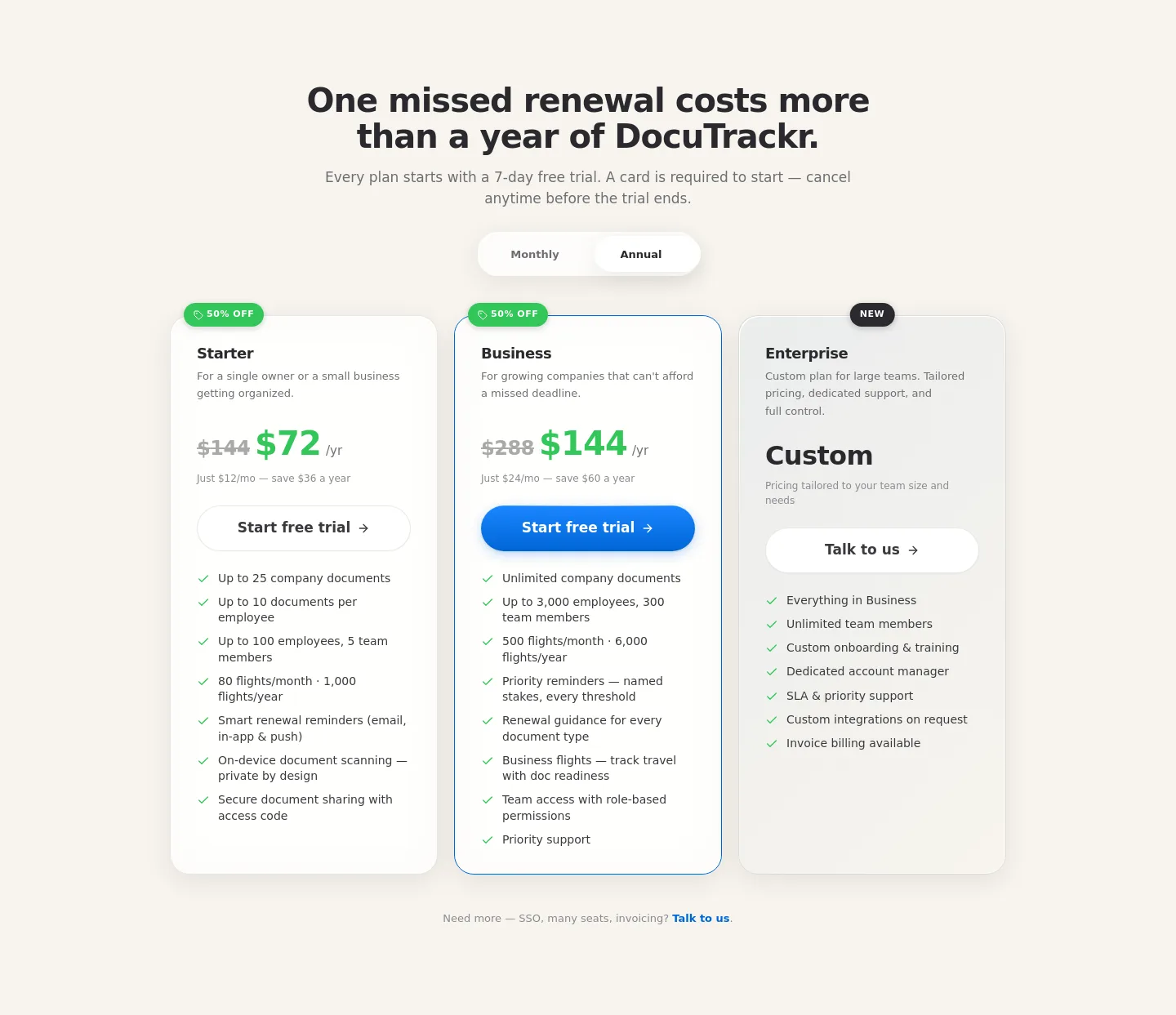 business.docutrackr.app — Pricing