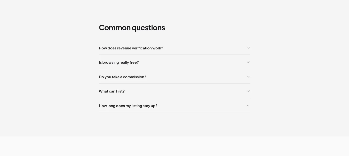 buymicrostartups.com FAQ section