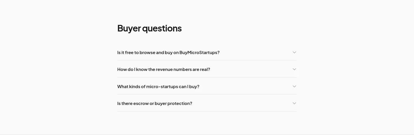 buymicrostartups.com FAQ section