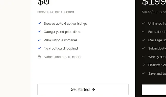 No credit card element from buysellstartups.com
