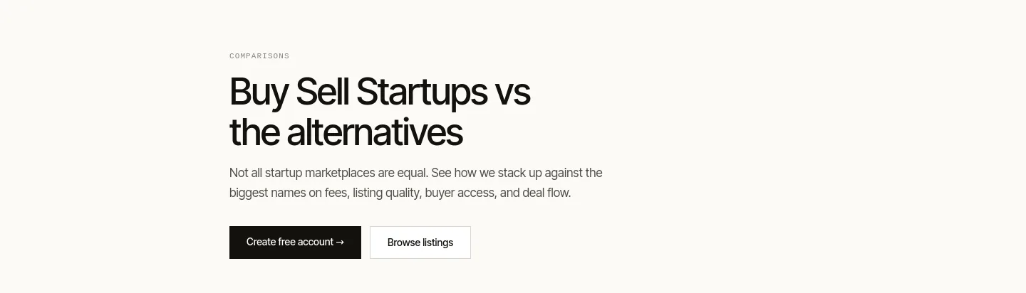 buysellstartups.com Hero section