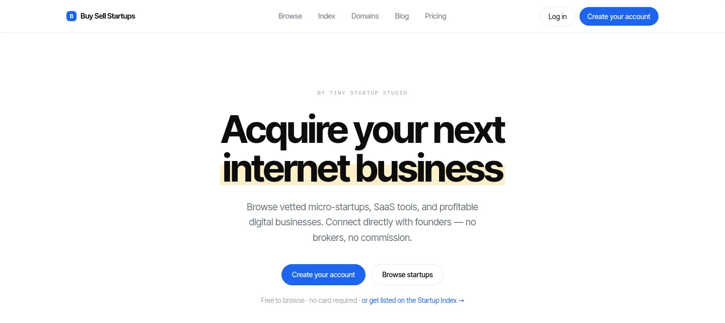 buysellstartups.com — a measured funnel