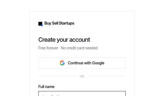 No credit card element from buysellstartups.com