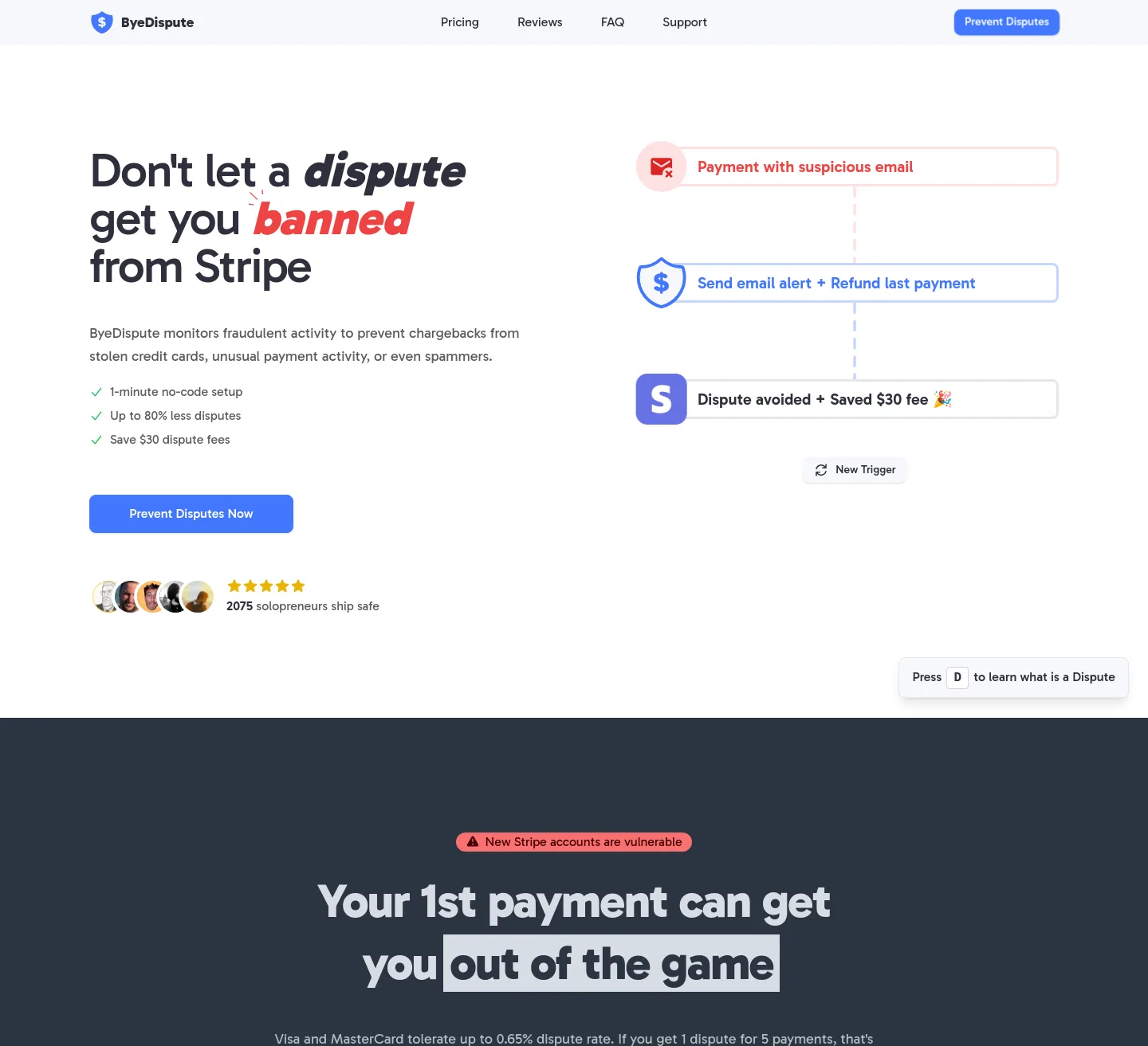 byedispute.com — a measured funnel