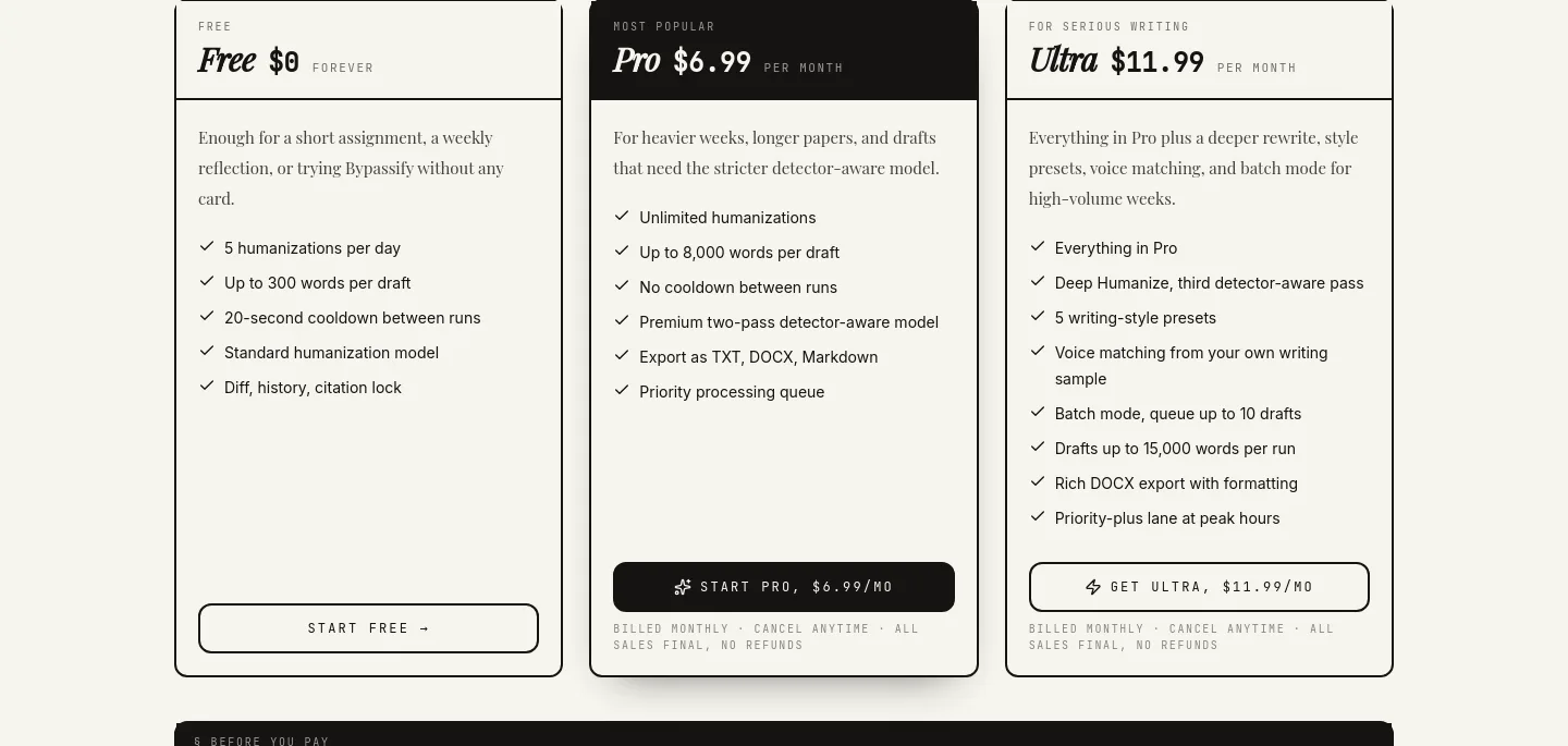 bypassify.online — Pricing