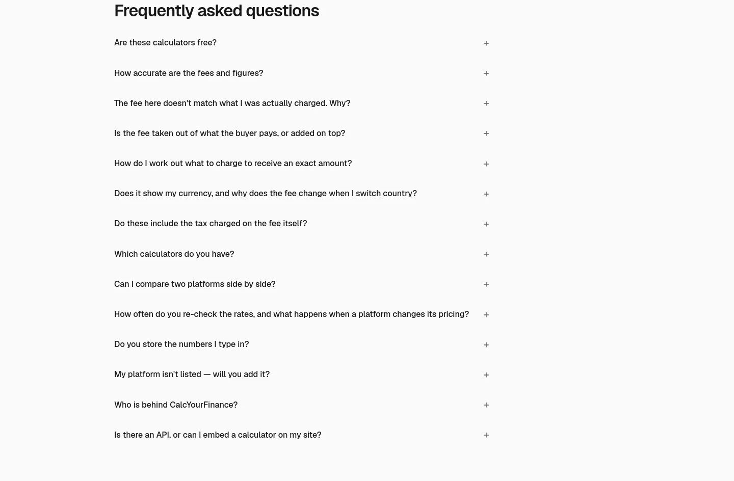 calcyourfinance.com — FAQ