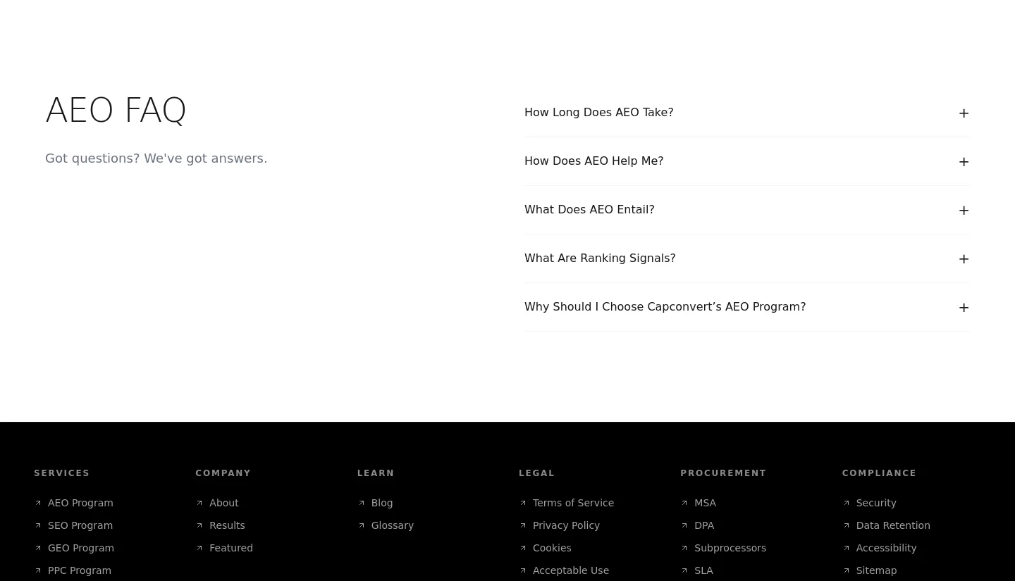capconvert.com — a real FAQ section
