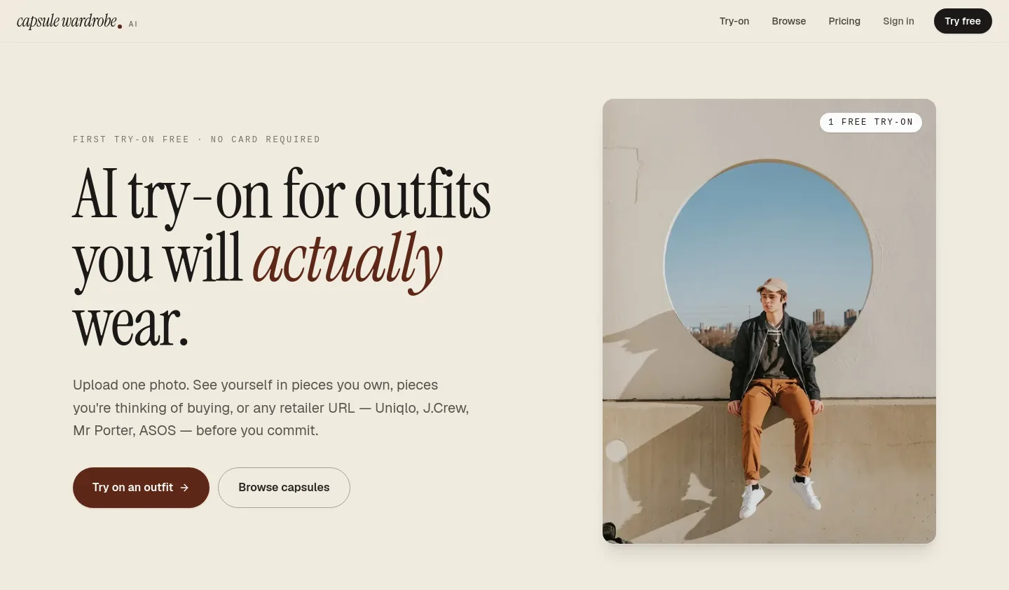 capsulewardrobe.ai — a measured funnel