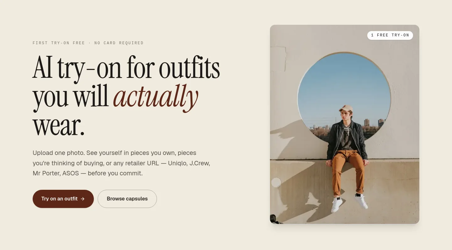 capsulewardrobe.ai Hero section