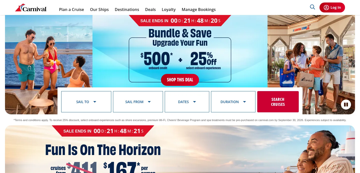 carnival.com — a measured funnel