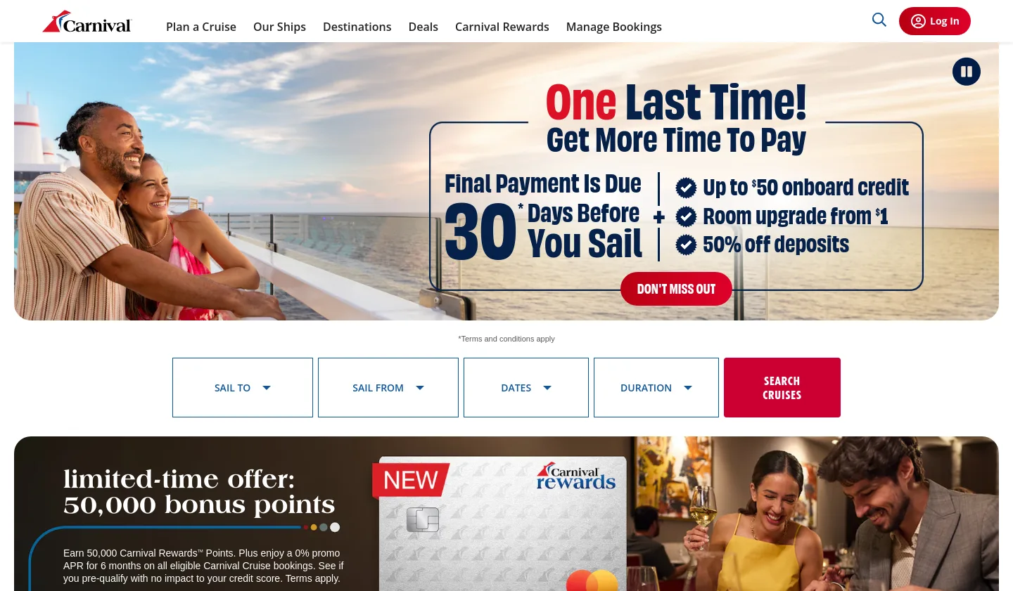 carnival.com — a measured funnel