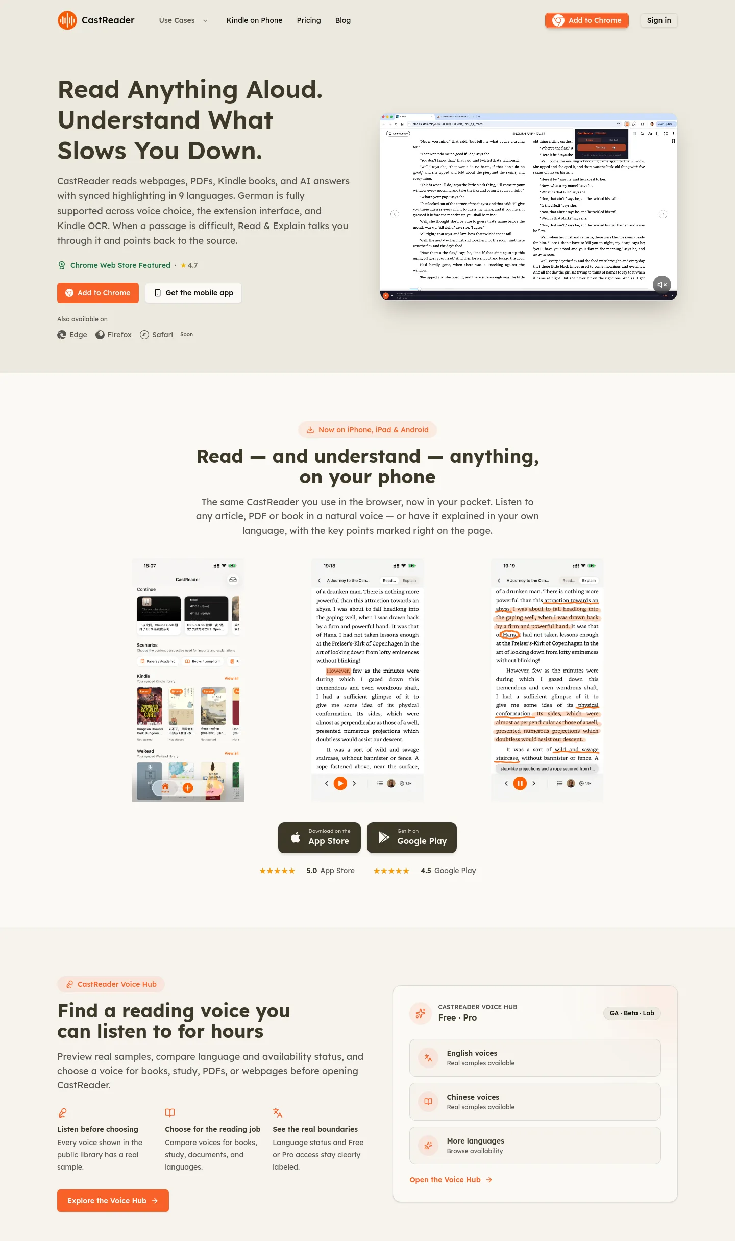 castreader.com — a measured funnel